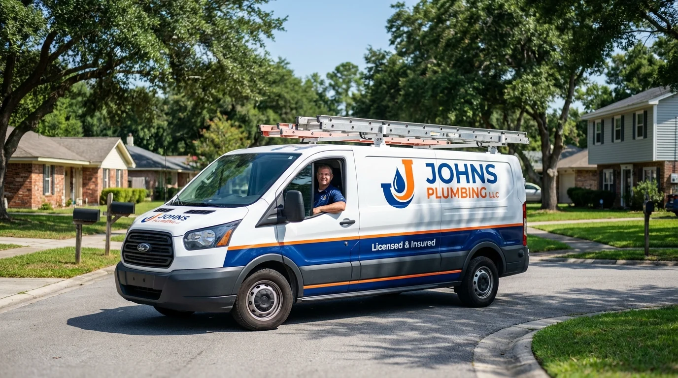 Johns Plumbing LLC service van in Decatur, AL